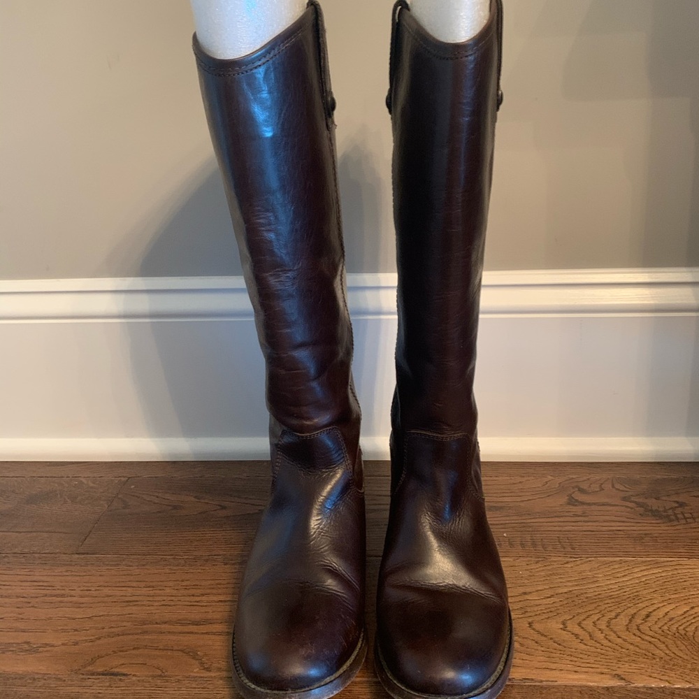 FRYE Melissa Button Riding Boots Brown Size 6.5